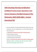 CNA Oncology Nursing Certification  &lpar;CON&lbrack;C&rsqb;&rpar; Practice Exam Questions And  Correct Answers &lpar;Verified Answers&rpar; Plus  Rationales 2025&vert;2026 Q&A &vert; Instant  Download Pdf 