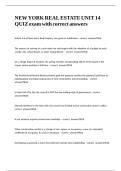 NEW YORK REAL ESTATE UNIT 14 QUIZ exam with correct answers&period;