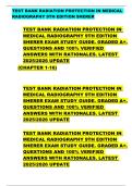 TEST BANK RADIATION PROTECTION IN MEDICAL  RADIOGRAPHY 9TH EDITION SHERER    TEST BANK RADIATION PROTECTION IN  MEDICAL RADIOGRAPHY 9TH EDITION  SHERER EXAM STUDY GUIDE&period; GRADED A&plus;&period;  QUESTIONS AND 100&percnt; VERIFIED  ANSWERS WITH RATIONALES&period; LATEST  2025&sol;2026 U