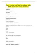Auto mechanics Test Questions with 100&percnt; Verified Correct Answers