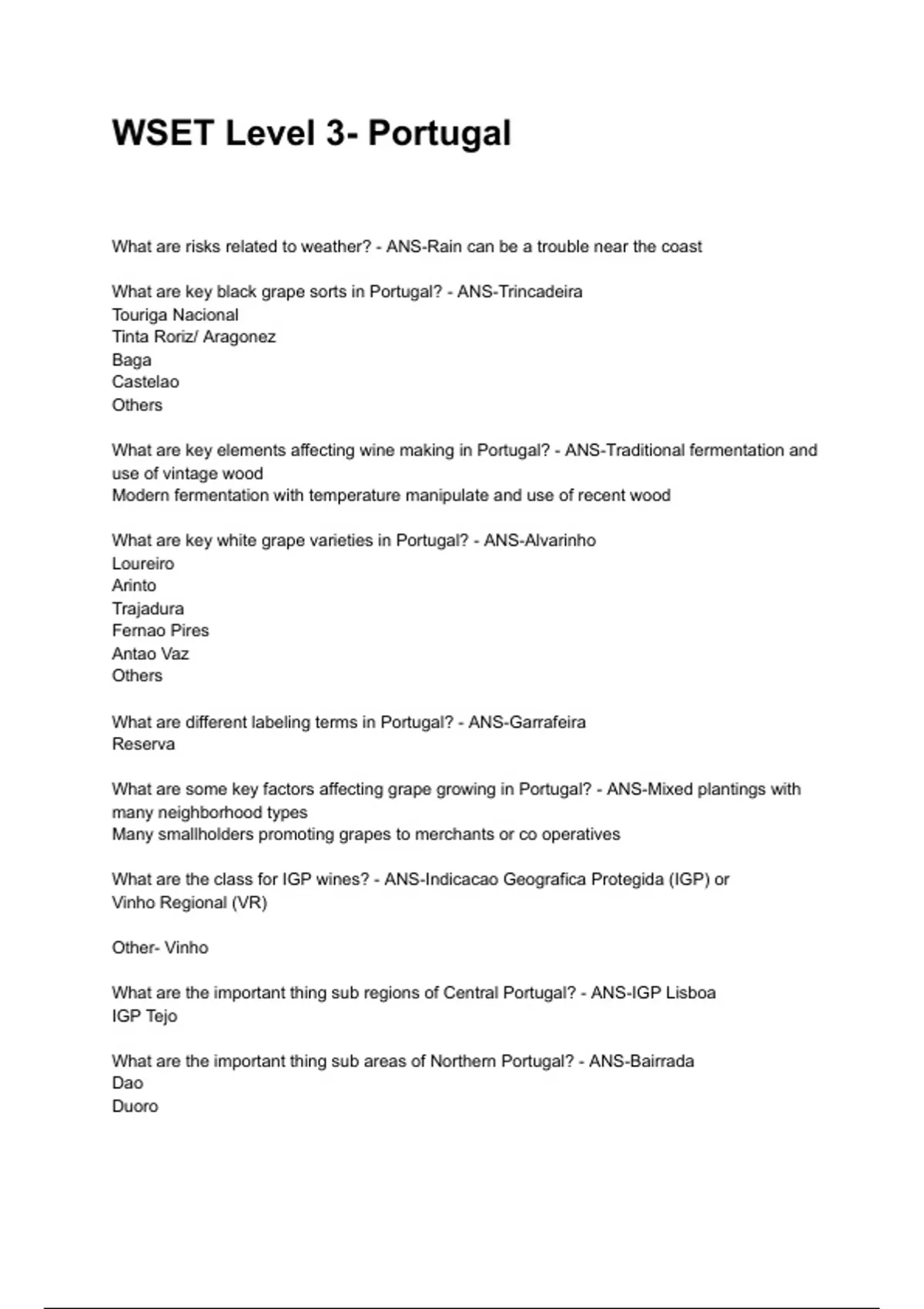 WSET Level 3- Portugal NEWEST 2025/2026 ACTUAL EXAM COMPLETE QUESTIONS ...
