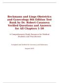 Beckmann and Lings Obstetrics and Gynecology 8th Edition Test Bank by Dr&period; Robert Casanova Verified Questions and Answers