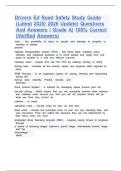 Drivers Ed Road Safety Study Guide &lpar;Latest 2025&sol; 2026 Update&rpar; Questions And Answers &vert; Grade A&vert; 100&percnt; Correct &lpar;Verified Answers&rpar;