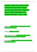 ACEABLE AGENT TEXAS REAL ESTATE PRINCIPLES EXAM WITH CORRECT ACTUAL QUESTIONS AND CORRECTLY WELL DEFINED ANSWERS LATEST ALREADY GRADED A&plus; 2025 - 2026