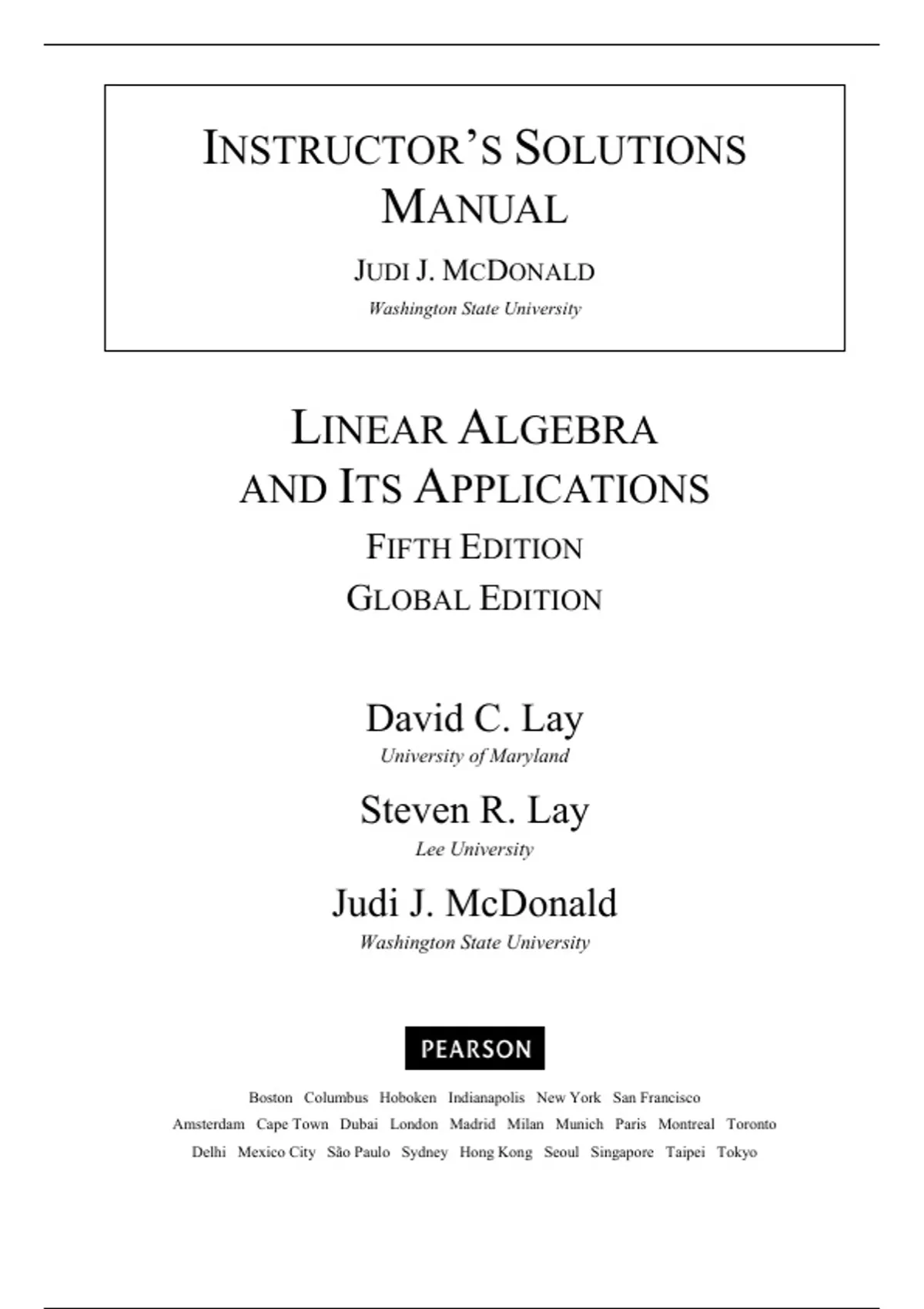 Steven R Lay Linear Algebra and Its Applications – Instructor’s Solutions Manual ...