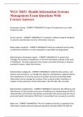 WGU D033 -Health Information Systems Management Exam Questions With Correct Answers 