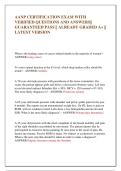 AANP CERTIFICATION EXAM WITH  VERIFIED QUESTIONS AND ANSWERS&vert;&vert;  GUARANTEED PASS &vert;&vert; ALREADY GRADED A&plus; &vert;&vert;  LATEST VERSION 