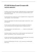 PT 630 Written Exam -2 exam with correct answers