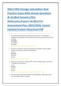 WGU HESI Dosage Calculation Real Practice Exam With Actual Questions & Verified Answers&comma;Plus Rationales&sol;Expert Verified For Guaranteed Pass 2025&sol;2026 &sol;Latest Update&sol;Instant Download Pdf