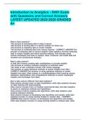 Introduction to Analytics - D491 Exam with Questions and Correct Answers LATEST UPDATED 2025-2026 GRADE A&plus;