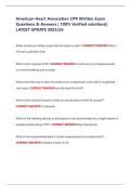 American Heart Association CPR Written Exam Questions & Answers &vert; 100&percnt; Verified solutions&vert;&vert; LATEST UPDATE 2025&sol;26