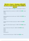 NSG 411 - Exam 4 &ndash; Oncology UPDATED  ACTUAL  Exam Questions and CORRECT   Answers