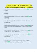 NSG 411 Exam 3 ACTUAL UPDATED     Exam Questions and CORRECT  Answers 