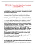 PSY 1102 - Personality Exam Questions And Accurate Answers 