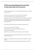 PJM Generation Dispatch Exam Flash Cards exam with correct answers