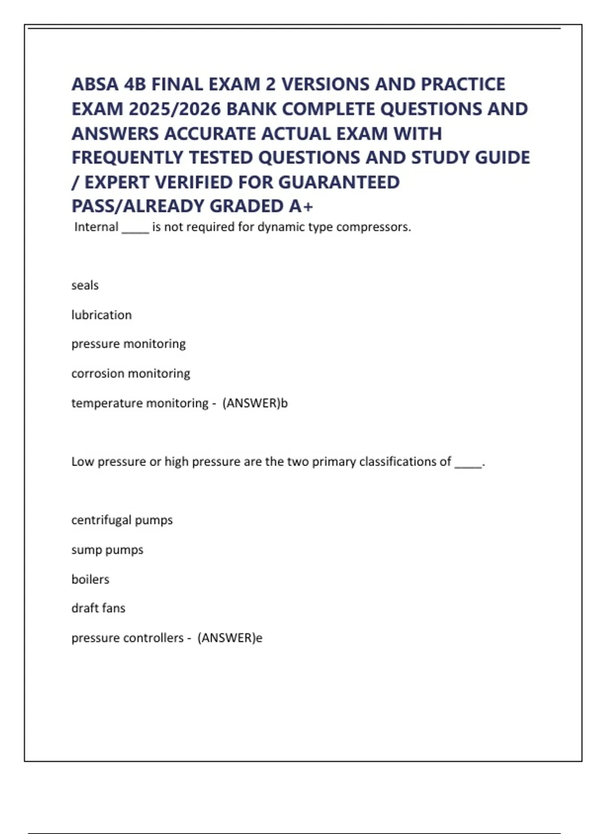 ABSA 4B FINAL EXAM 2 VERSIONS AND PRACTICE EXAM 2025/2026 BANK COMPLETE ...