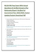 NCLEX-RN Prep Exam With Actual Questions & Verified Answers&comma;Plus Rationales&sol;Expert Verified For Guaranteed Pass 2025&sol;2026 &sol;Latest Update&sol;Instant Download Pdf