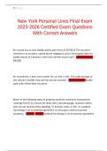 New York Personal Lines Final Exam 2025-2026 Certified Exam Questions With Correct Answers 