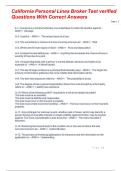 California Personal Lines Broker Test verified Questions With Correct Answers