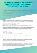 CEA ADVANCED NURSING PRACTICE EXAM WITH ALL CORRECT & 100&percnt; VERIFIED ANSWERS &lpar;UPDATED TO PASS&rpar;
