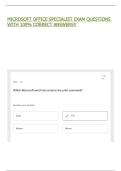 MICROSOFT OFFICE SPECIALIST EXAM QUESTIONS WITH 100&percnt; CORRECT ANSWERS&excl;&excl;