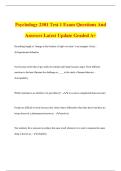 Psychology 2301 Test 1 Exam Questions And Answers Latest Update Graded A&plus;