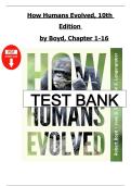 How Humans Evolved &lpar;10th Edition&rpar; &ndash; Robert Boyd&comma; Complete Test Bank with Answers and Explanations &lpar;Chapters 1&ndash;16&rpar;