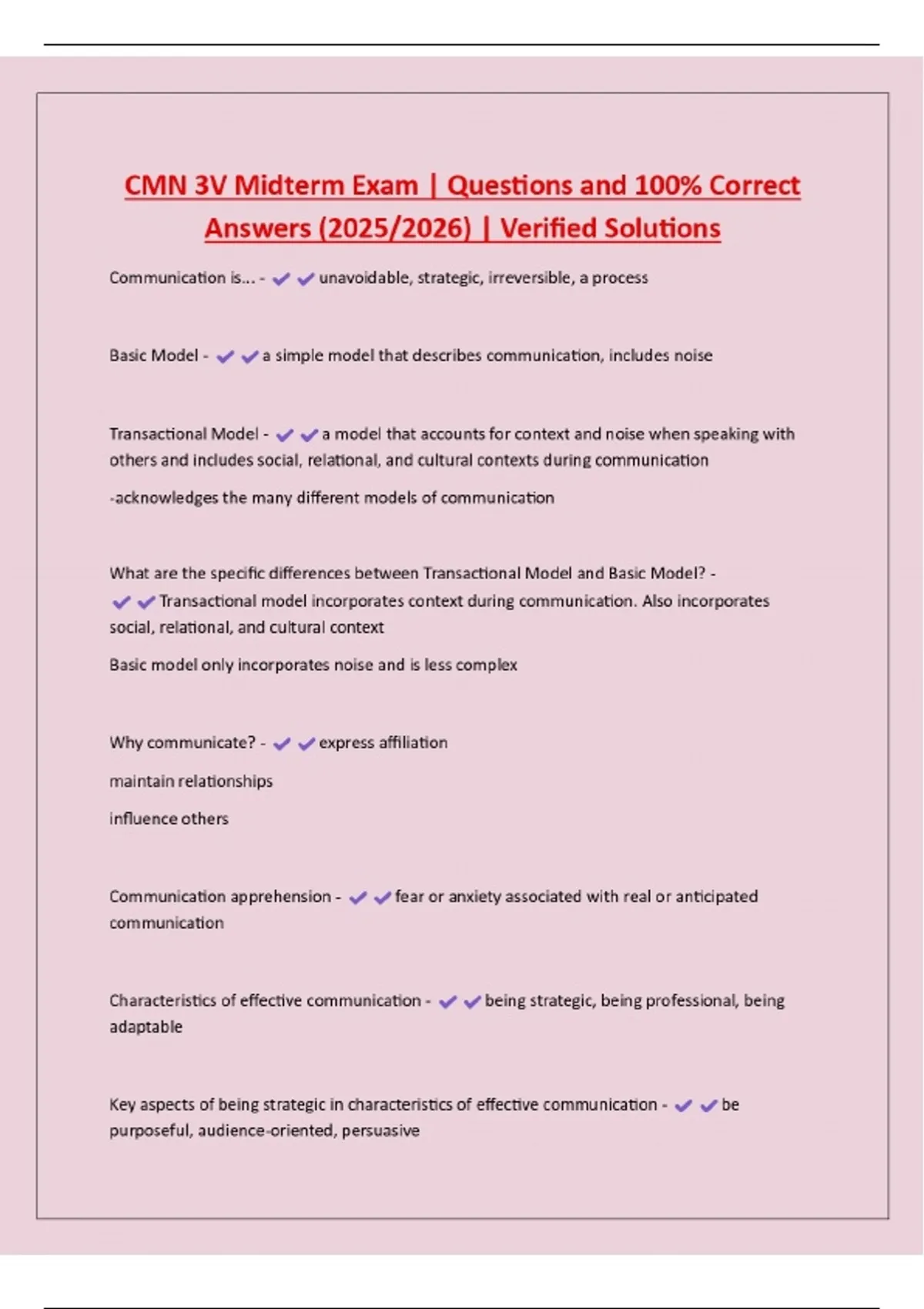CMN 3V Midterm Exam | Questions and 100% Correct Answers (2025/2026 ...
