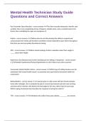 Mental Health Technician Study Guide Questions and Correct Answers