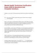 Mental Health Technician Certification Exam &lpar;AMCA&rpar; Questions and Complete Solutions