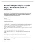 mental health technician practice exams questions and correct solutions