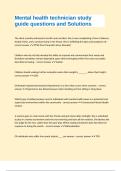 Mental health technician study guide questions and Solutions