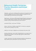 Behavioral Health Technician Practice Questions and Actual Answers