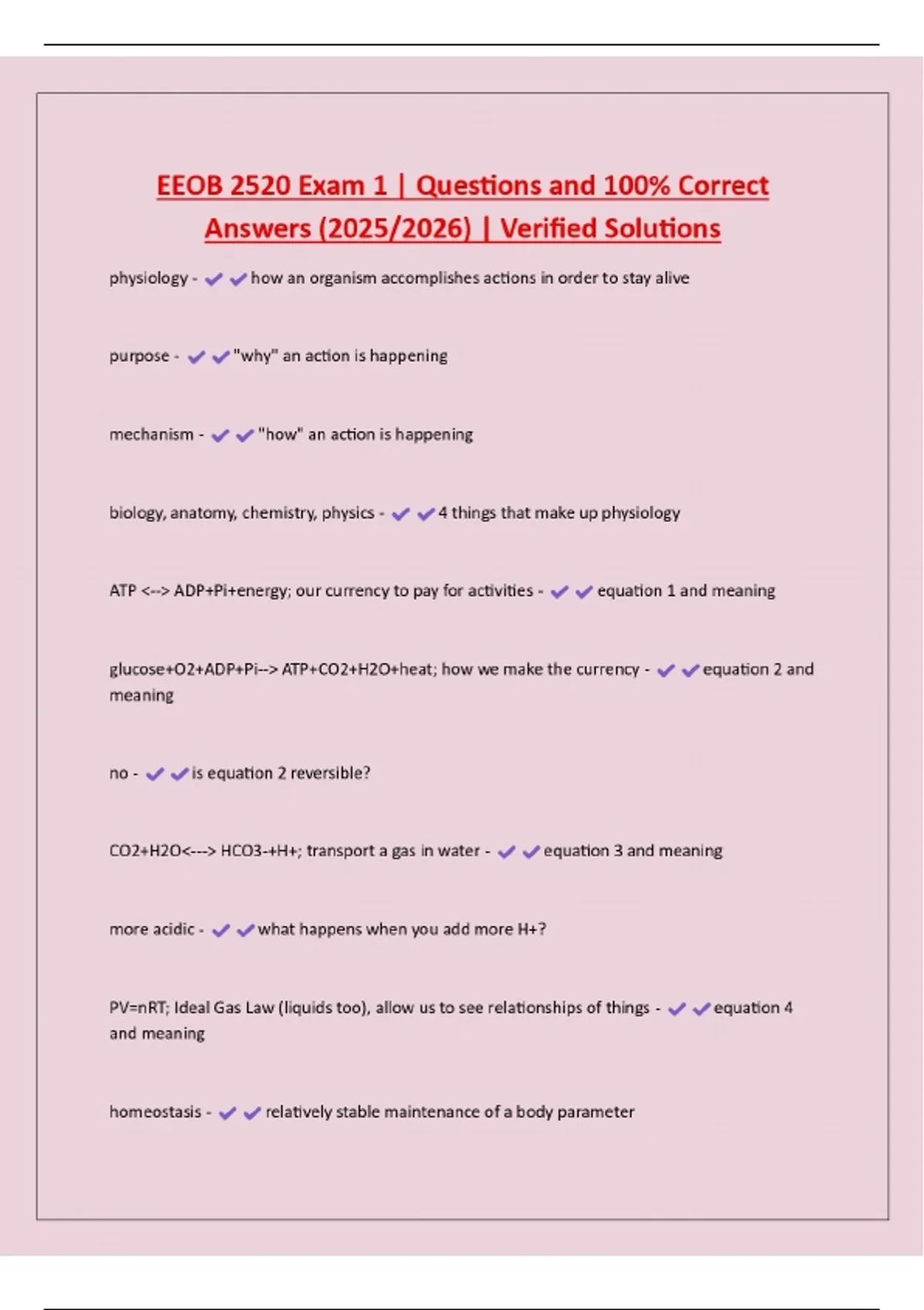Eeob Database EEOB 2520 Exam 1 | Questions and 100% Correct Answers (2025/2026 ...