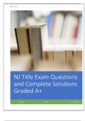 NJ Title Exam 2025&sol;2026 &vert; Latest Real Questions with  Verified Correct Answers &vert; Already Graded A&plus; 