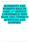 Test Bank - Maternity and Women&rsquo;s Health Care&comma; 13th Edition &lpar;Lowdermilk&comma; 2025&sol;2026&rpar; Latest Edition GRADE A&plus; 100&percnt; VERIFIED