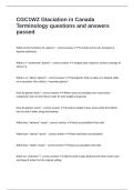 CGC1WZ Glaciation in Canada Terminology questions and answers passed