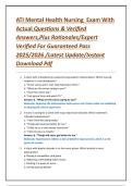 ATI Mental Health Nursing Exam With Actual Questions & Verified Answers&comma;Plus Rationales&sol;Expert Verified For Guaranteed Pass 2025&sol;2026 &sol;Latest Update&sol;Instant Download Pdf
