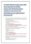 ATI Adult Medical-Surgical Exam With Actual Questions & Verified Answers&comma;Plus Rationales&sol;Expert Verified For Guaranteed Pass 2025&sol;2026 &sol;Latest Update&sol;Instant Download Pdf