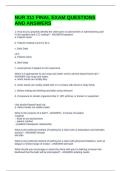 NUR 311 FINAL EXAM QUESTIONS AND ANSWERS