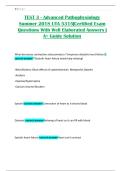 TEST 3 - Advanced Pathophysiology Summer 2018 UTA 5315&vert;Certified Exam Questions With Well Elaborated Answers &vert; A&plus; Guide Solution