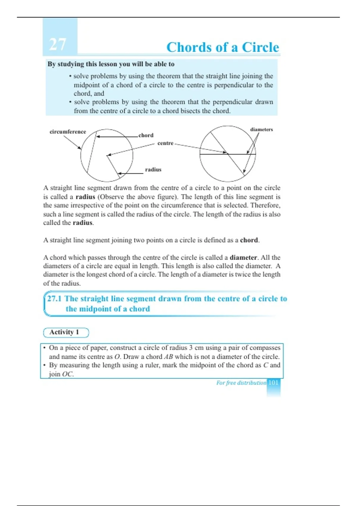 *Math Class Study Notes – Chords of a Circle | Geometry, Circle ...