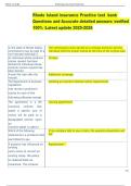 Rhode Island insurance Practice test  bank  Questions and Accurate detailed answers verified  100&percnt; Latest update 2025-2026  