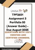 TPF3703 Assignment 3 Portfolio 50 &lpar;Answer Guide&rpar; Due 25 August 2025