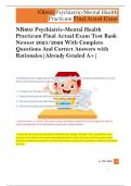 NR605 Psychiatric-Mental Health  Practicum Final Actual Exam Test Bank  Newest 2025&sol;2026 With Complete  Questions And Correct Answers with  Rationales&vert;Already Graded A&plus;&vert; 