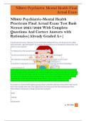 NR605 Psychiatric-Mental Health  Practicum Final Actual Exam Test Bank  Newest 2025&sol;2026 With Complete  Questions And Correct Answers with  Rationales&vert;Already Graded A&plus;&vert; 