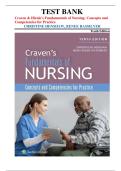 Test Bank for Craven & Hirnle's Fundamentals of Nursing&colon; Concepts and Competencies for Practice&comma; 10th Edition by Christine Henshaw and Renee Rassilyer &vert;all chapters covered&vert;