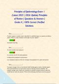 Principles of Epidemiology-Exam 1 &lpar;Latest 2025 &vert; 2026 Update&rpar; Principles of Review &vert; Questions & Answers &vert; Grade A &vert; 100&percnt; Correct &lpar;Verified Solutions&period;       