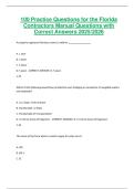 100 Florida Contractors Manual Practice Questions with Correct Answers &lpar;2025&sol;2026 Exam Prep&rpar;