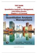 Test Bank for Quantitative Analysis for Management 14th Edition Render &vert; Chapter 1-15 &vert; Solutions & Practice Questions